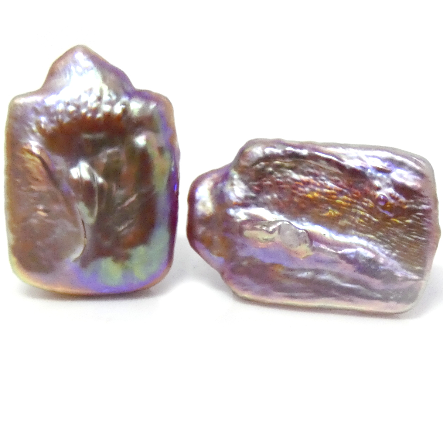 Multicoloured Rectangular Pearl Stud Earrings